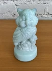 Vintage Light Blue Milk Glass Owl Paperweight Figurine Boyd Degenhart Fenton??