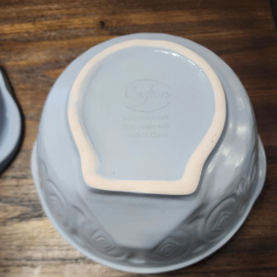 Juego de 3 tazones para servir mezcladores Crofton Tabletops azul esmaltado Foto 3 de 4