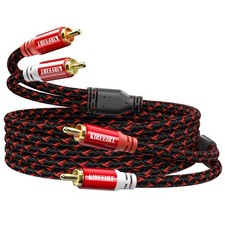 RCA Cables - 2RCA to 2RCA Subwoofer Cable OFC Core Gold-Plated Plug Nylon Bra...