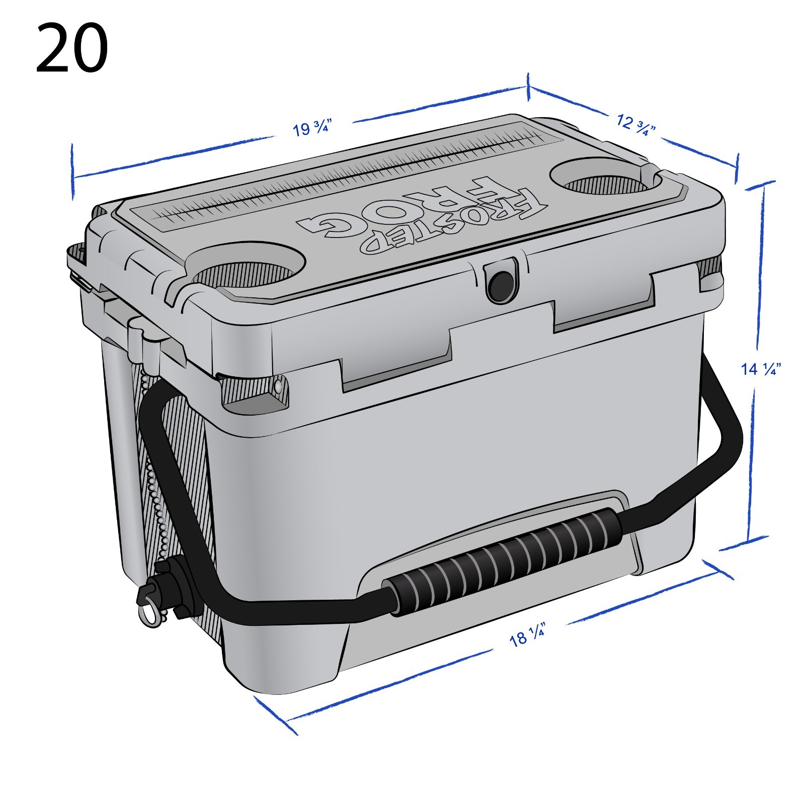USA Made Rotomolded 20qt Cooler Hard Ice Chest Frosted Frog Rugged