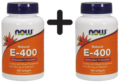 2 x NOW Foods Vitamin E-400 IU with Selenium - 100 softgels (587,38 EUR/kg)