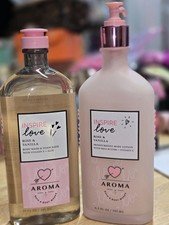 2 Bath  Body Works Aroma Rose  Vanilla Inspire Love Body Lotion, Wash