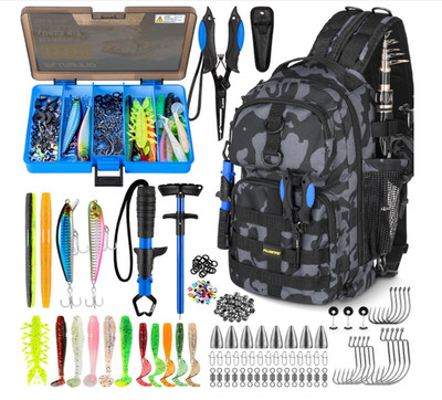 Waterproof Fishing Backpack with Tackle Boxes & Rod Holder   Gift Set
