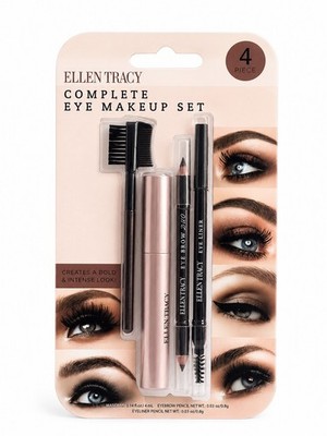 Ellen Tracy Complete Eye Makeup Set 4 Piece Mascara Eyeliner Eyebrow Pencil 