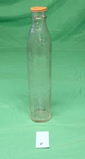 1920'S 14 1/2” Embossed SHELL OIL / SHELL-PENN Motor Oil Glass Bottle w/ Cap - B