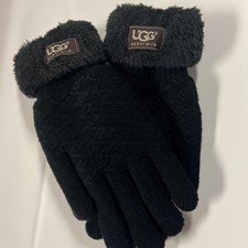 UGG WOMENS BLACK GLOVES FLEECE LINED 