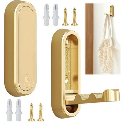 2Pcs Gold Folding Wall Hooks Heavy Duty Foldable Coat Hooks for Hanging Towel...