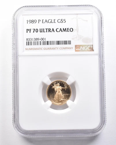1989-P $5 American Gold Eagle 1/10 Oz 0.1 Oz Gold PF70 UCAM NGC *4736