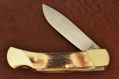 SCHRADE + USA UNCLE HENRY TOASTED STAG JUMBO 5 INCH HUGE LOCKBACK KNIFE (23901)