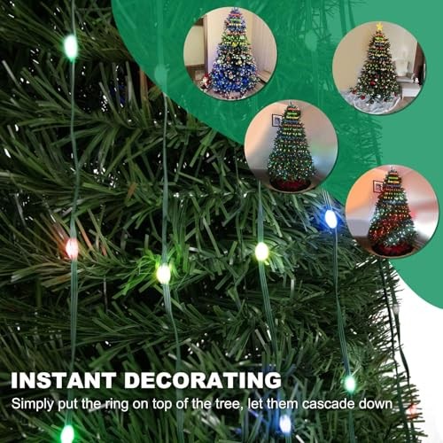 Christmas Tree String Lights Decorations with Ring Smart APP Waterfall 400 LED