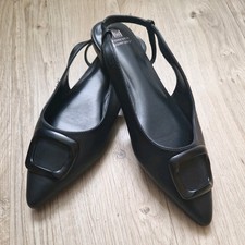 Next Women’s Forever Comfort Black Flat Slingback Pointed Toe Shoes - UK 7 /41