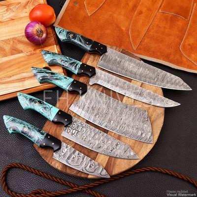 Damascus Chef Knife Set 5-Piece   Premium Kitchen Knives   Gift for Women