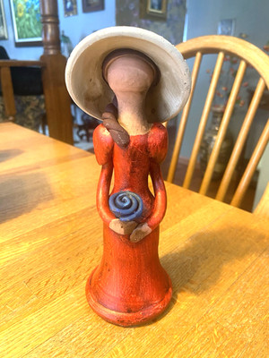 Vintage Muneca Lime Dominican Faceless Doll Terracotta 1980's Handmade Decor