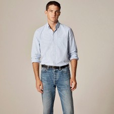 NWT Men's J. CREW Slim Untucked Broke-In Organic Cotton Oxford Shirt Blue Small