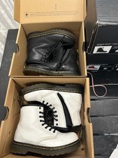 Dr. Martens Boots Toddler 1460T Size 10 Black White Leather Ankle Zip 2 PAIRS