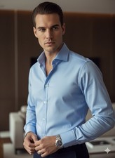 Michael Kors Slim Fit Stretch Dress Shirt Men s 15 32/33 Light Blue