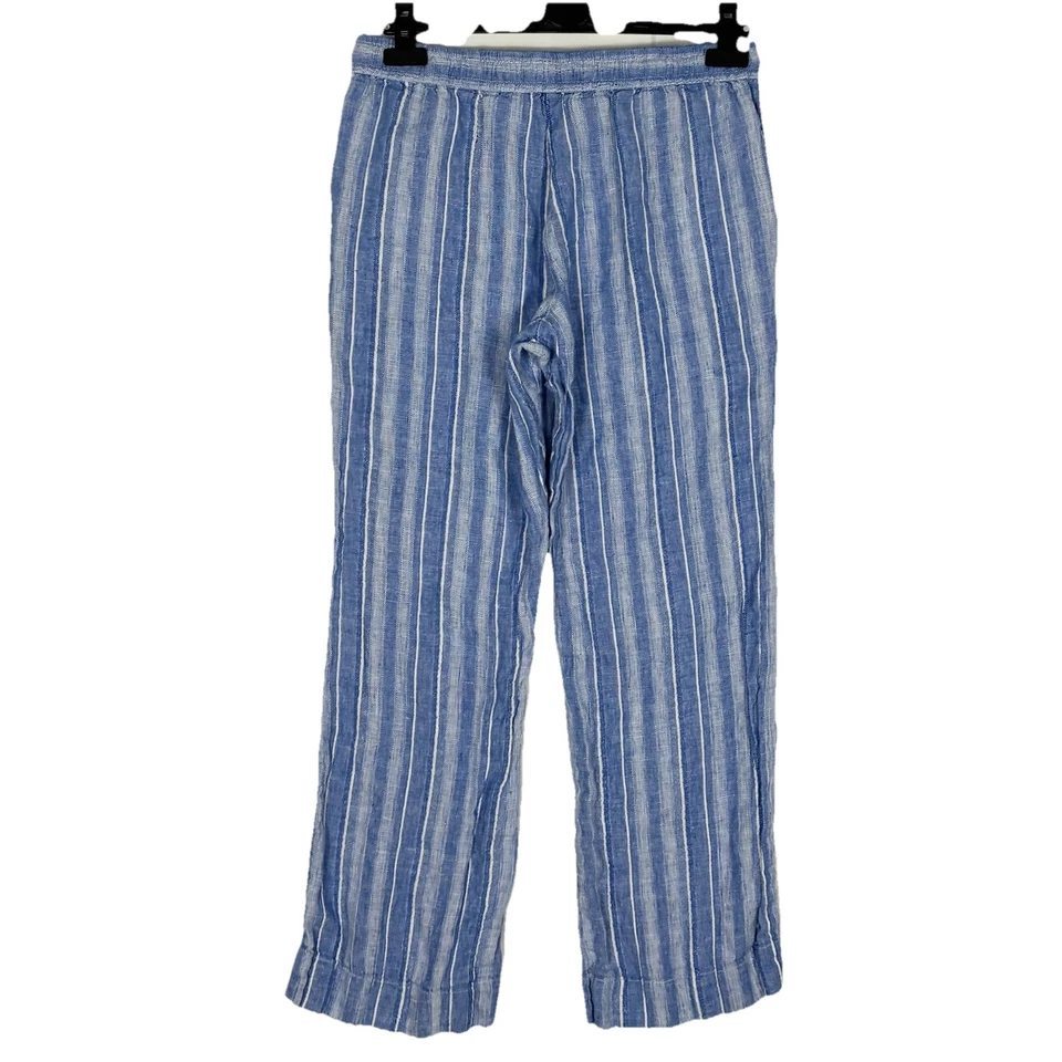Nuevo sin etiquetas Pantalones Tommy Bahama Azul Blanco Rayas Mezcla Lino S Boho Costero Playa Foto 2 de 4