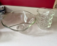 Glass Fruit/Salad Bowl Set- Large Serving Bowl with 6 Matching Individual Bowls