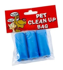 Pet Waste Clean-Up Bags 3 Rolls Blue Dog Poop Bags Portable Leak-Proof Travel
