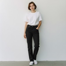 Lauren Ralph Lauren Premier Straight Jeans Women 10 Black Mid Rise Stretch Denim