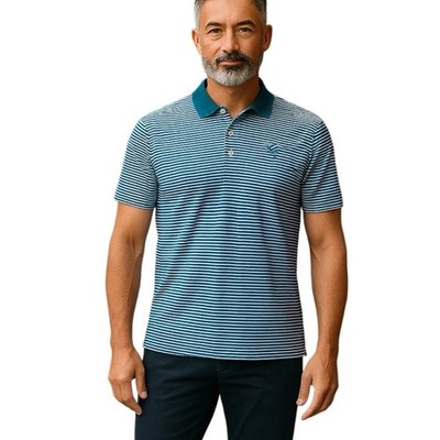 Peter Millar Polo Mens Shirt XLarge Turquoise Stripe Golf Glen Eagles Cotton