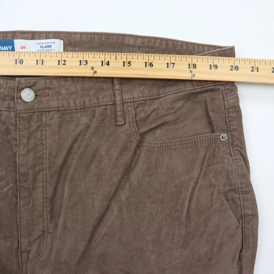 Pantalones de pana Old Navy para mujer 20 acampanados tiro alto elástico marrón boho Y2K Foto 3 de 4