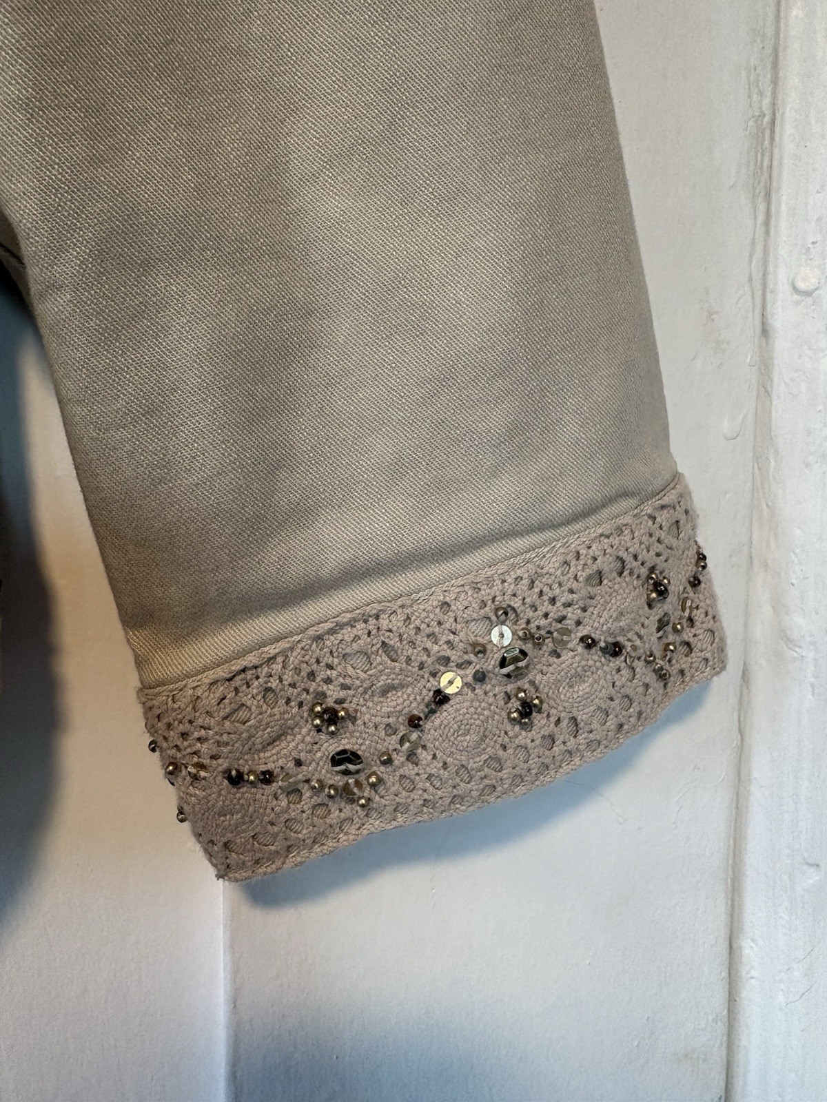 Ruby Rd. Beige Khaki Button Up Jacket With Beaded… - image 3