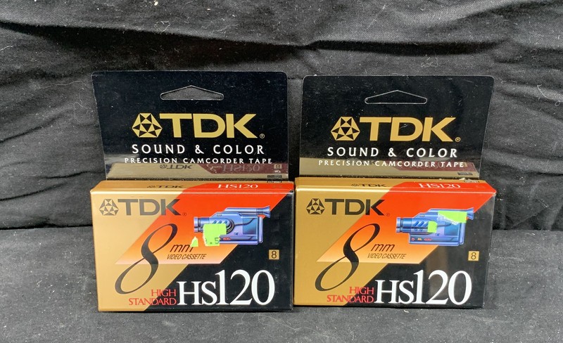 TDK HS120 8mm High Standard Video Cassettes Set Of 2 Factory Sealed