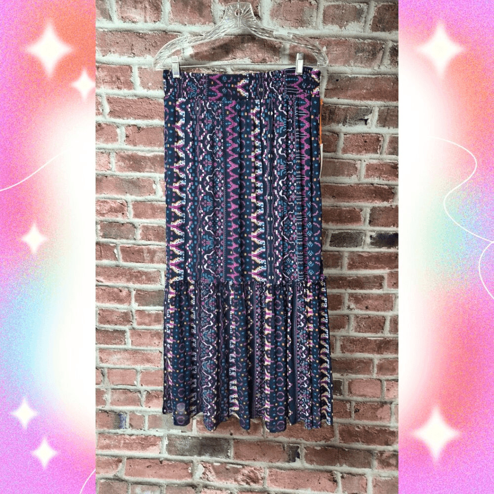 Women's KNOX ROSE Geometric Aztec Tiered Skirt Medium