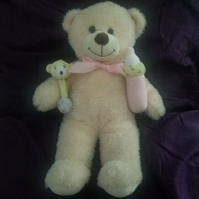 Build A Bear Pink Cuddles Teddy Heart Nose Swirly Fur Plush 16" BABW eBay