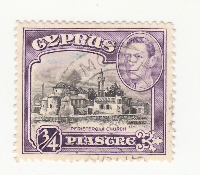 CYPRUS 1938-51. King George VI & Peristerona Church and Mosque. ¾pi SC# 145 Used