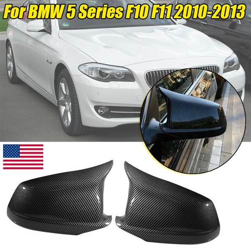 Side Mirror Cover Caps Carbon Black Fits BMW 5 Series F10 F11 2011-2013 Pre-LCI - Bild 2 von 8