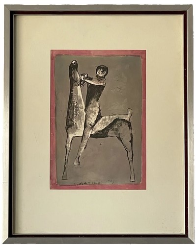 VTG MCM SILKSCREEN on Canvas MARINO MARINI 1955 Signed HORSE Print
