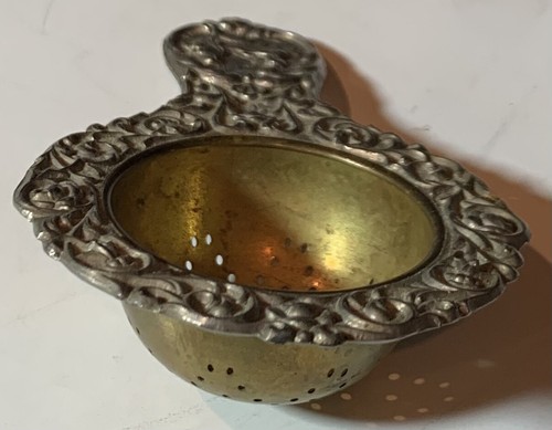 Vintage Ornate Tea Strainer Silver Plated Brass Made In Germany - Picture 3 of 12