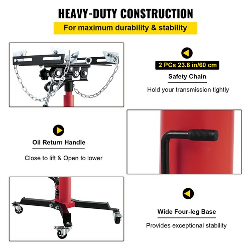 VEVOR Transmission Jack 1322 lbs 2-Stage Hydraulic High Lift Vertical Telescopic - Picture 6 of 12
