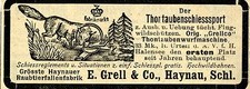 E.Grell & Co. Haynau Schl. TONTAUBENWURFMASCHINE Historische Reklame von 1901
