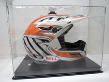 Motocross racing helmet acrylic display case 85% UV filtering solid black base 