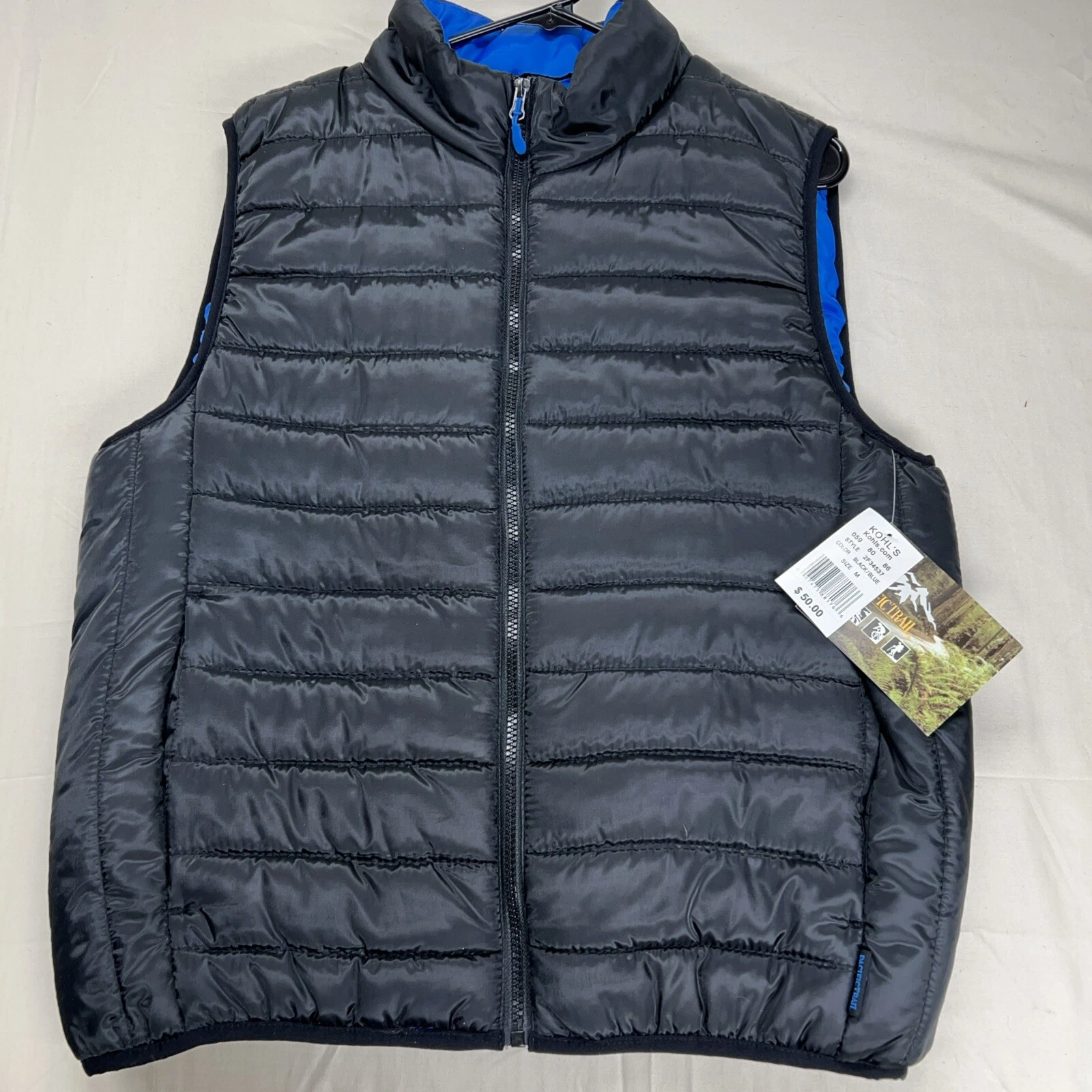 Pacific Trail Vest Men's Medium Black Lightweight Puffer Down Outdoor Hiking Run