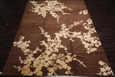 Mark Philips Hand Knotted Wool & Silk Modern Tibetan Area Rug Brown 10'2" x 14'