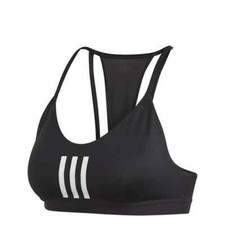 ADIDAS WOMENS ALL ME 3-STRIPES MESH SPORTS BRA – BLACK AND WHITE – SIZE MEDIUM