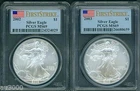 2-COINS: 2003 & 2002 American Silver Eagle ASE S$1 PCGS MS69 FIRST STRIKE FS