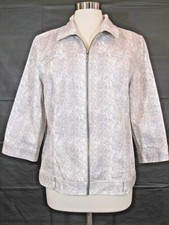 Chico's Jacket Gray Snake Print 3/4 Sleeve Size 3 XL 16