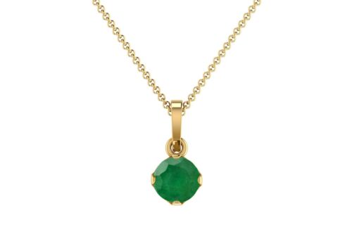 Natural Emerald Pendant 14k Solid Gold Gemstone Pendant May Birthstone Jewelry - Picture 1 of 21