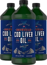 Cod Liver Oil Norwegian 16 fl oz 3 Bottles | Non-GMO, Gluten Free | by Carlyle