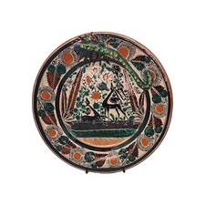 Rare Jose Bernabe Tonala Jalesco Deer Petatillo Plate Red Clay 3D Iguana Gift