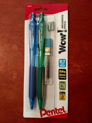  Mechanical Pencil, 0.7mm Pentel Wow Assorted Barrels 2 Pencils Lead and 2