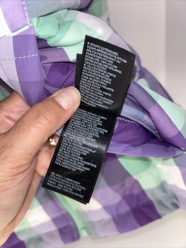 North Face Vest Girls Large Purple Green Plaid Puffer Reversible Kids Youth - Picture 5 of 21