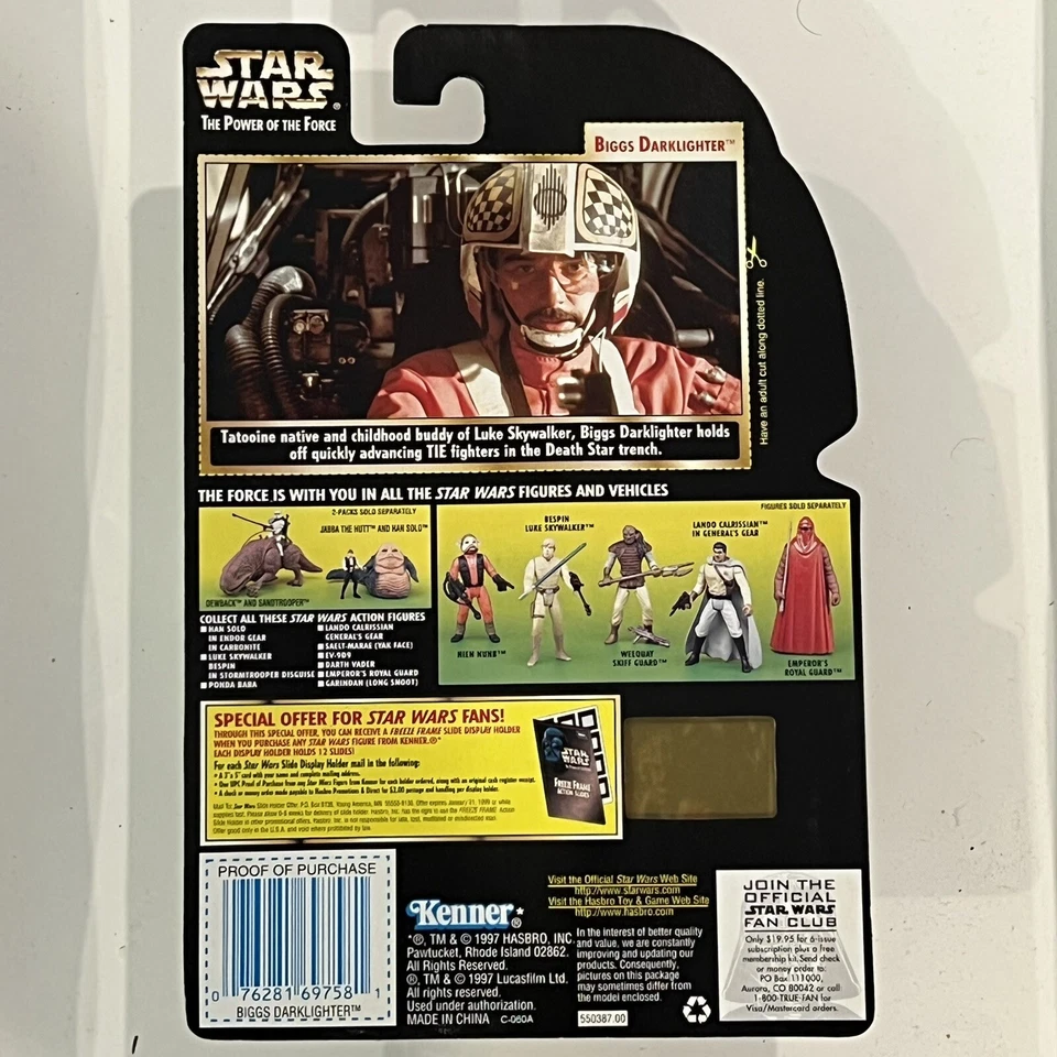 Vintage Star Wars Power of the Force BIGGS DARKLIGHTER Freeze Frame Kenner 1997 - Изображение 2 из 2