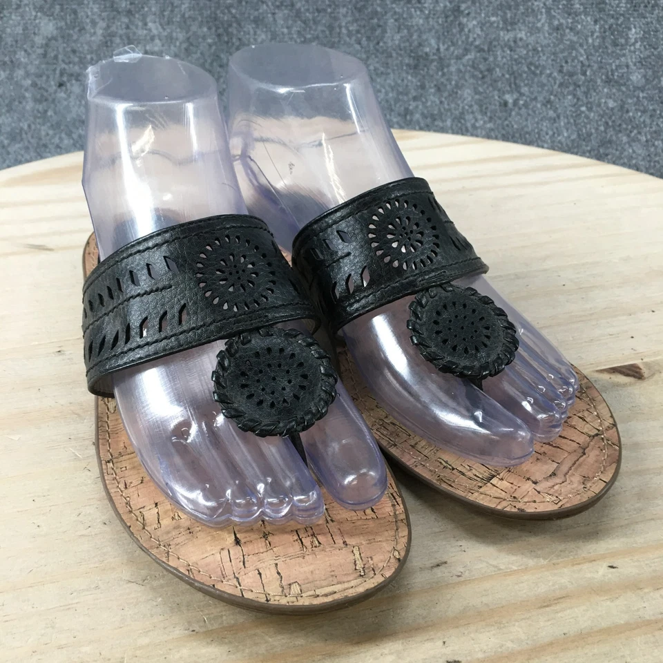 Sandalias Sam & Libby Mujer 6 Tibby Tanga Negro Imitación Cuero Informal Puntera Foto 3 de 4