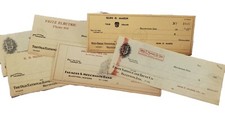 Vintage Antique Blank Paper Checks Ephemera Bluffton, Ind. Ford Wells Electric